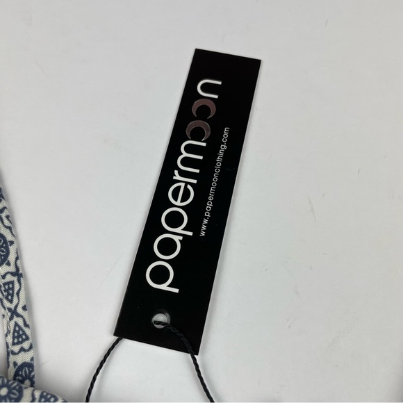 Papermoon Blue White Floral Geometric Bohemian Bra Top Women Small - Picture 3 of 7